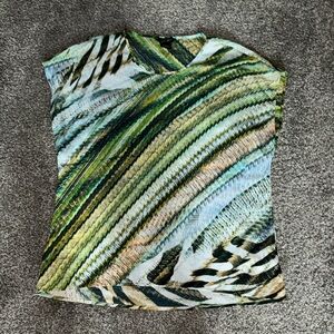 Lord and Taylor Green Diagonal Stripe Top M